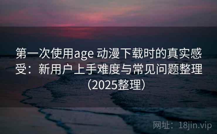 第一次使用age 动漫下载时的真实感受：新用户上手难度与常见问题整理（2025整理）