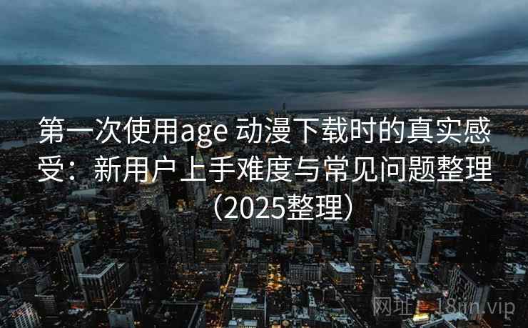 第一次使用age 动漫下载时的真实感受：新用户上手难度与常见问题整理（2025整理）