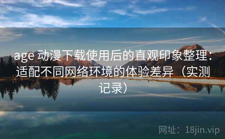 age 动漫下载使用后的直观印象整理：适配不同网络环境的体验差异（实测记录）