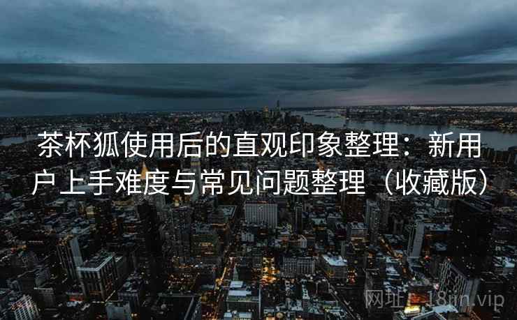 茶杯狐使用后的直观印象整理：新用户上手难度与常见问题整理（收藏版）